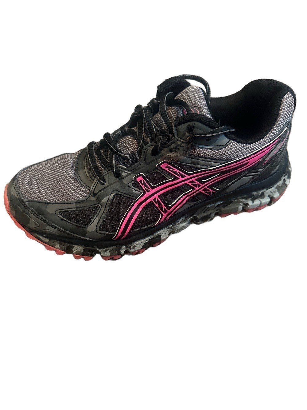 Asics Grey/PinkGrey Camo Women's Gel-Scram 2 Running Shoe 8 1/2